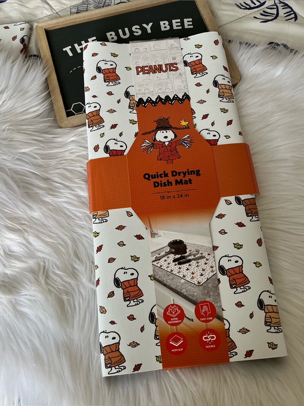 Peanuts Snoopy Fall/Thanksgiving Leaves Pumpkins Dish Drying Mat